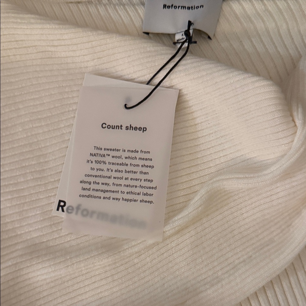 Reformation Cream Ribbed Off-Shoulder Top - Picture 4 of 4